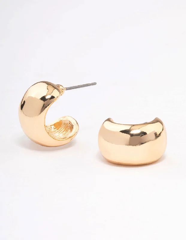 Worn medallion earrings-Gold Mini Chubby Huggie Earrings