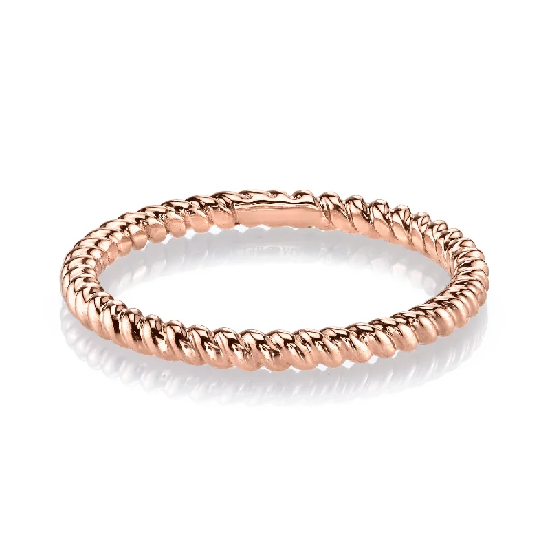 Java tile engagement rings-14K Rose Gold Twisted Stackable Fashion Ring