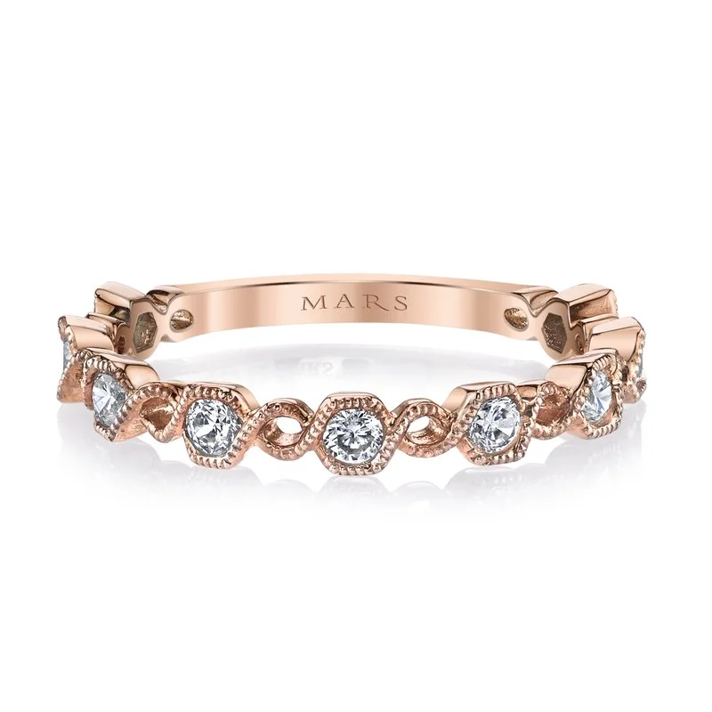 Deco design engagement rings-14K Rose Gold 0.37ct. Diamond Milgrain Detailing Stackable Fashion Ring