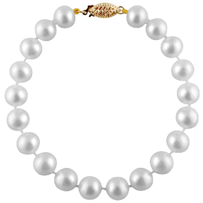 Chunky cuff bangles-Freshwater Pearl Bracelet (6-7 mm) - White