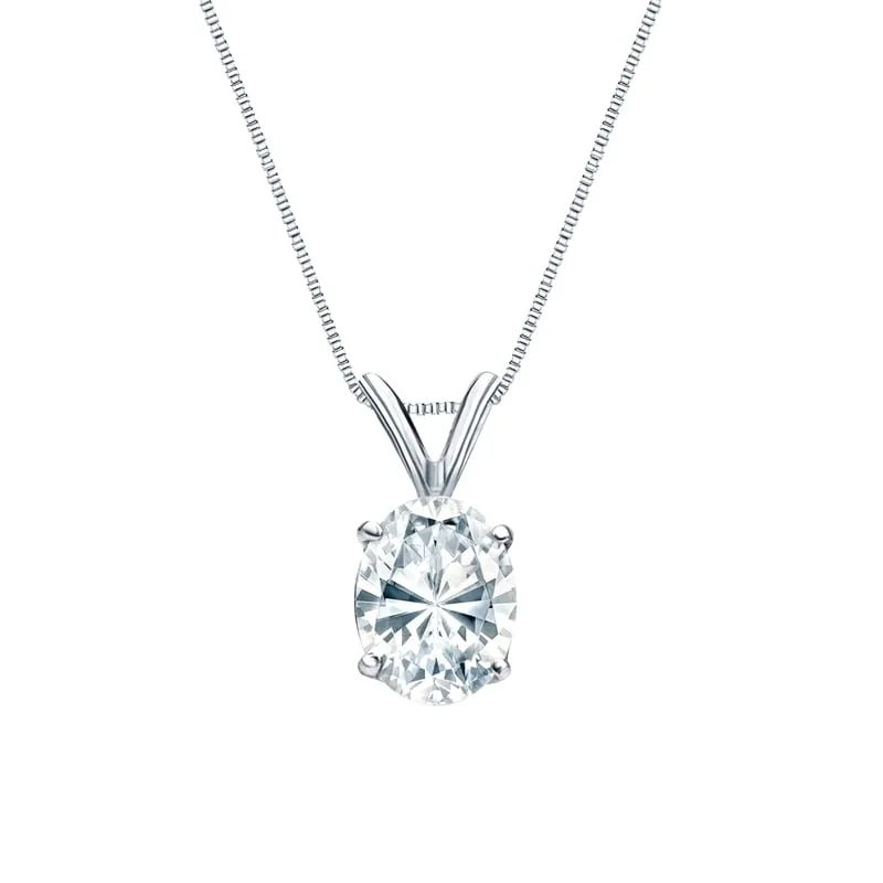 Bold cross necklaces-Auriya 18k Gold 1.25ctw Oval Solitaire Lab Grown Diamond Necklace 4-Prong Basket (H-I VS) - 1.25