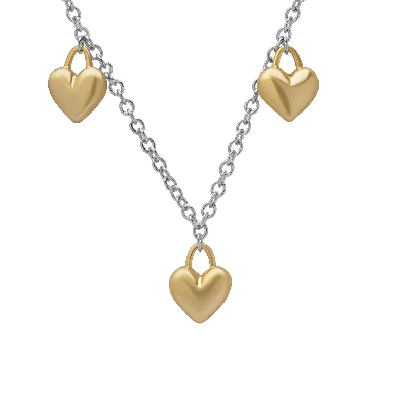 Victorian style necklaces-Victoria Townsend Gold Plated Two Tone Three Heart Necklace