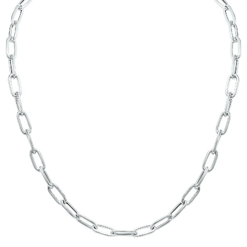 Chic art necklaces-Marquee Jewels Silver Rhodium 6.5MM Chunky Paperclip Necklace With Lobster Claps - 18 Inch