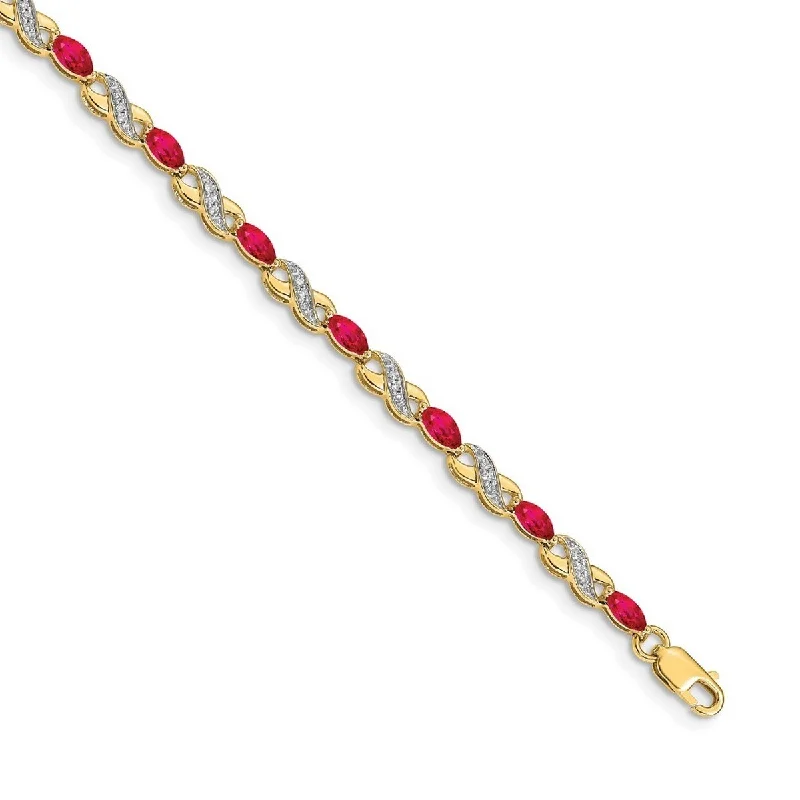 Pink quartz bangles-Curata 3mm 14k Diamond and Ruby Bracelet