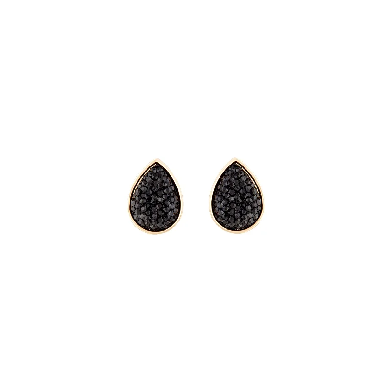 Crystal-twisted earrings-Black Teardrop Jelly Stud Earrings