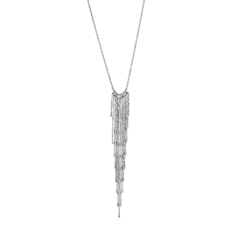 Alloy metal necklaces-Necklace with Multi Chain Pendant in Sterling Silver