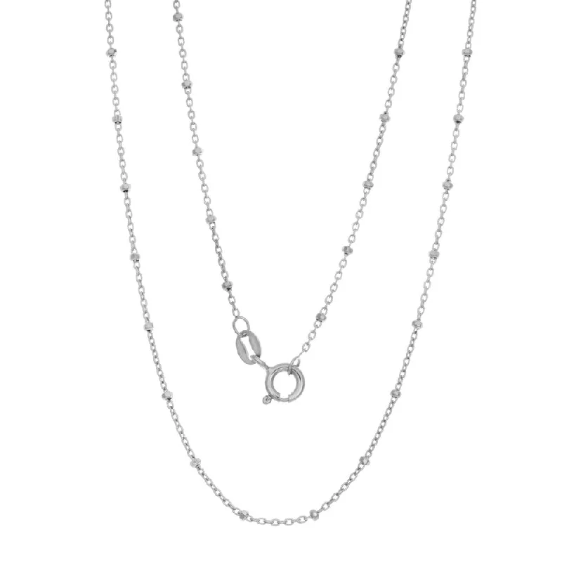 Yarn tassel necklaces-Rhodium Plated Silver 1.5mm Bead Rosary Chain Necklace by Roberto Martinez