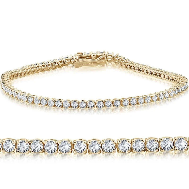 Chunky stone bangles-14K Yellow Gold 2 ct Diamond Tennis Bracelet 7"