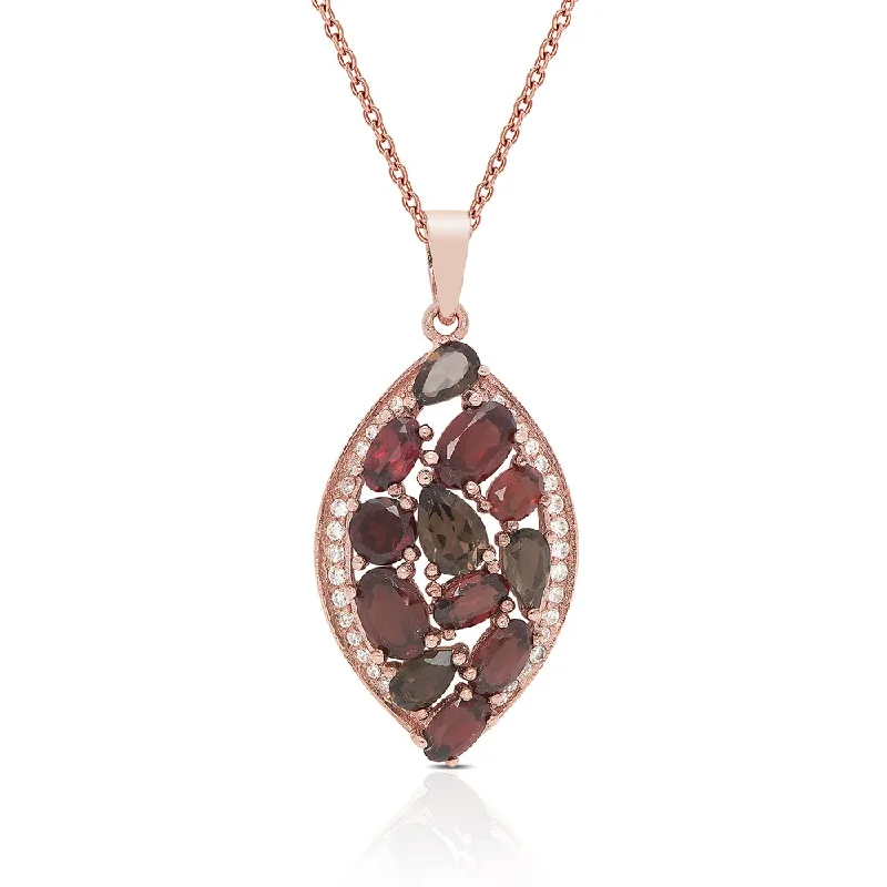 Half moon necklaces-Dolce Giavonna Rose Gold Over Sterling Silver Gemstone and Cubic Zirconia Necklace