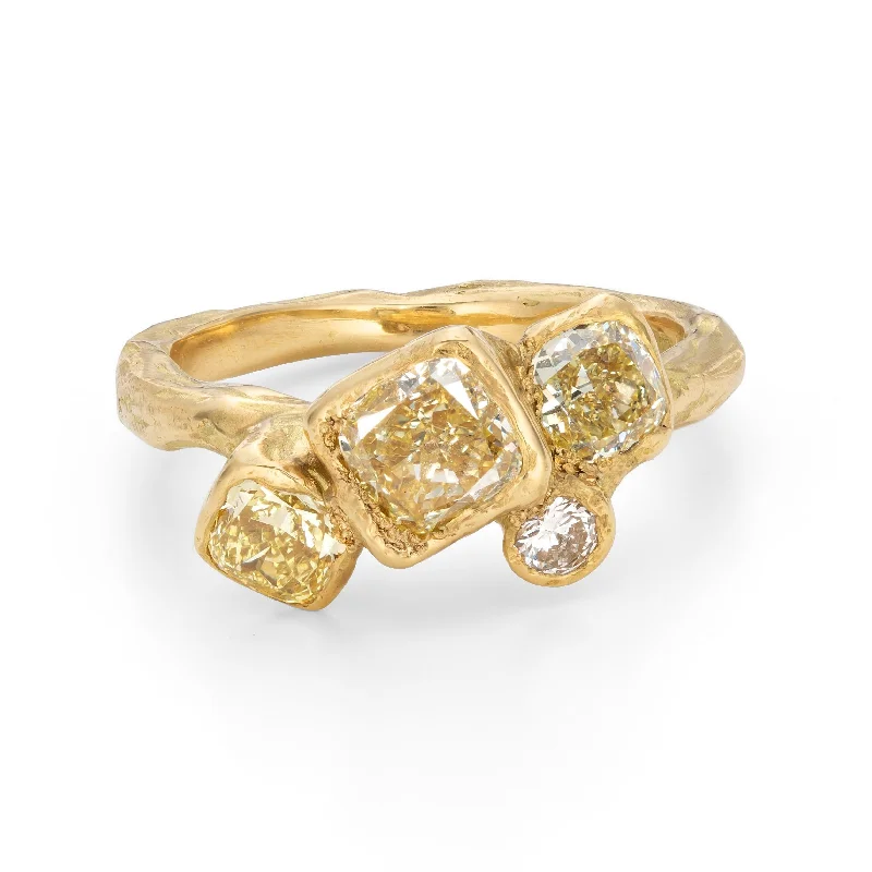 Asymmetrical engagement rings-Yellow Diamond Carn Ring