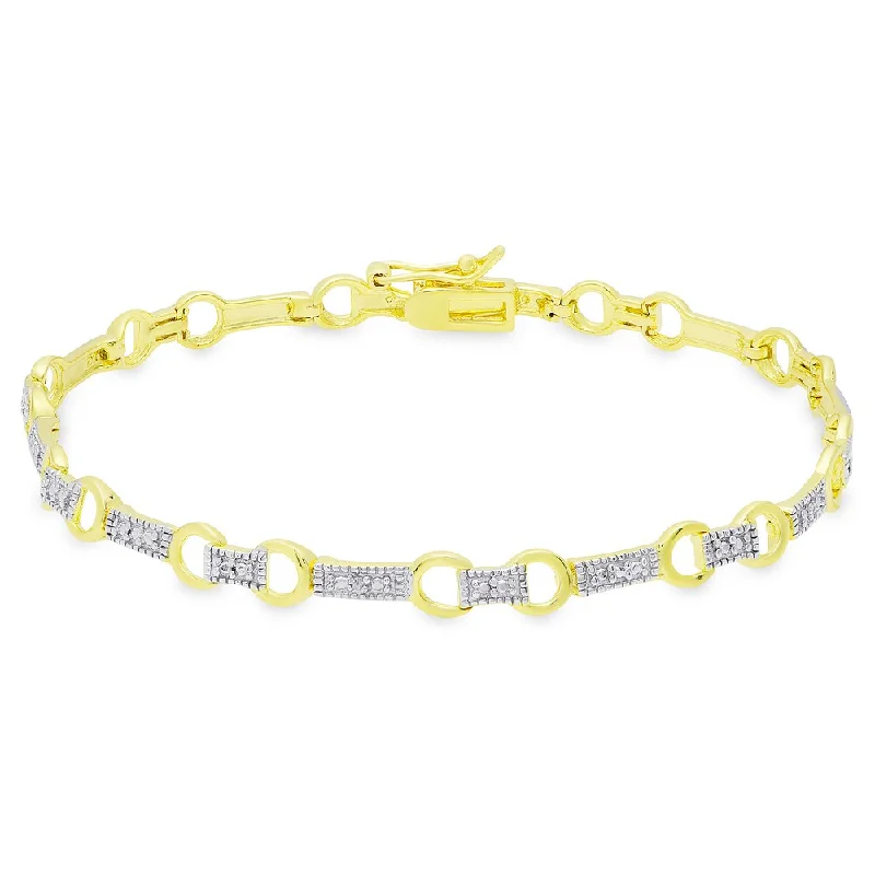 Mystic eye bangles-Finesque Gold Over Silver or Sterling Silver ct TDW Diamond Circle Link Bracelet (I-J, I2-I3)