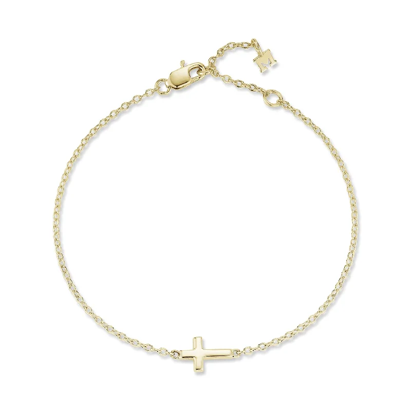 Silk tassel bangles-14kt Mini Cross Bracelet