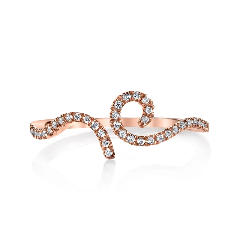 Twisted shank engagement rings-14K Rose Gold 0.15ct. Curving Diamond Accent Fashion Ring