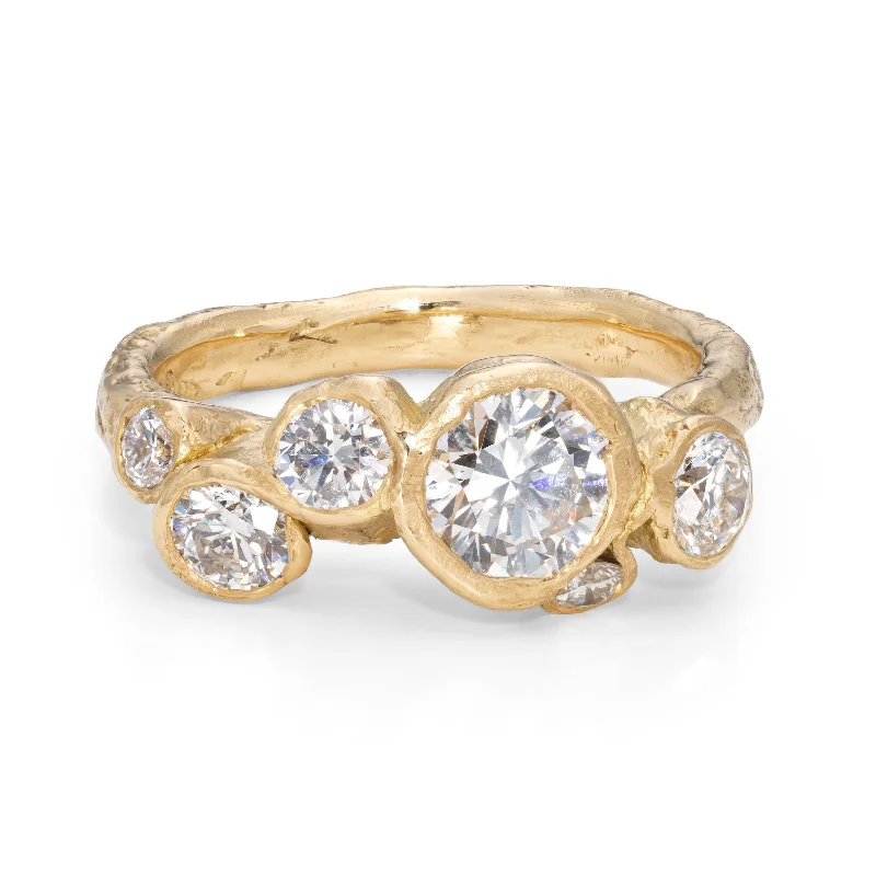 Hammered gold engagement rings-Crest White Cornish Bay Ring