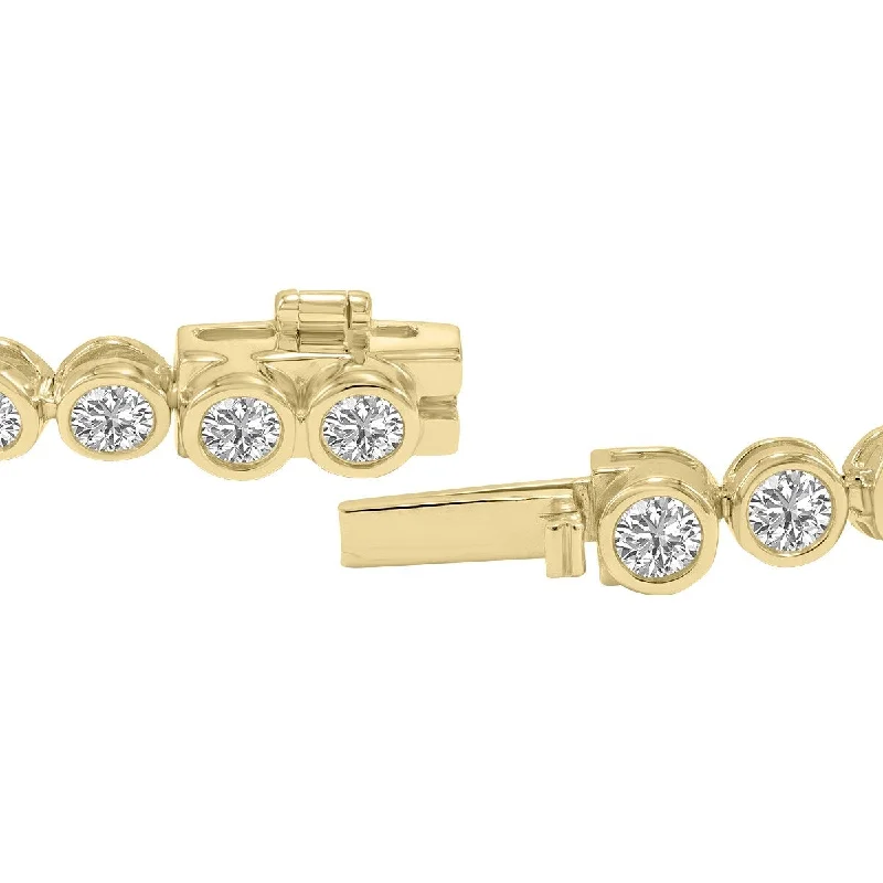 Textured metal bangles-Marquee 10 Carat TW Bezel Set Lab Grown Diamond Bracelet in 14K Yellow Gold