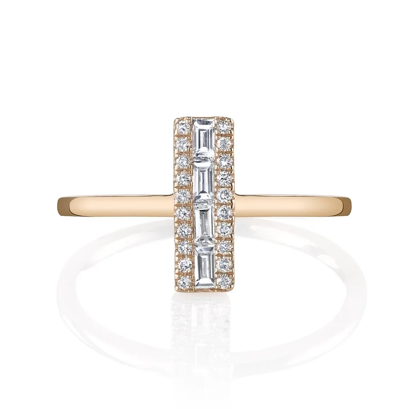 Deco design engagement rings-14K Rose Gold 0.25ct. Baguette Diamond Accent Fashion Ring