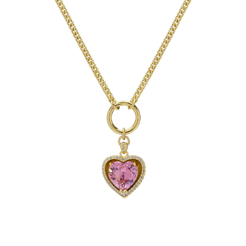 Spring clasp necklaces-Victoria Townsend Gold Plated Pink Cubic Zirconia Heart Necklace