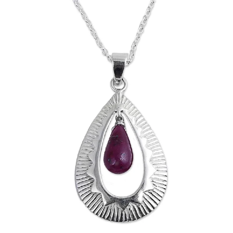 Shiny name necklaces-Handmade Sterling Silver 'Ruby Grandeur' Ruby Necklace (India)