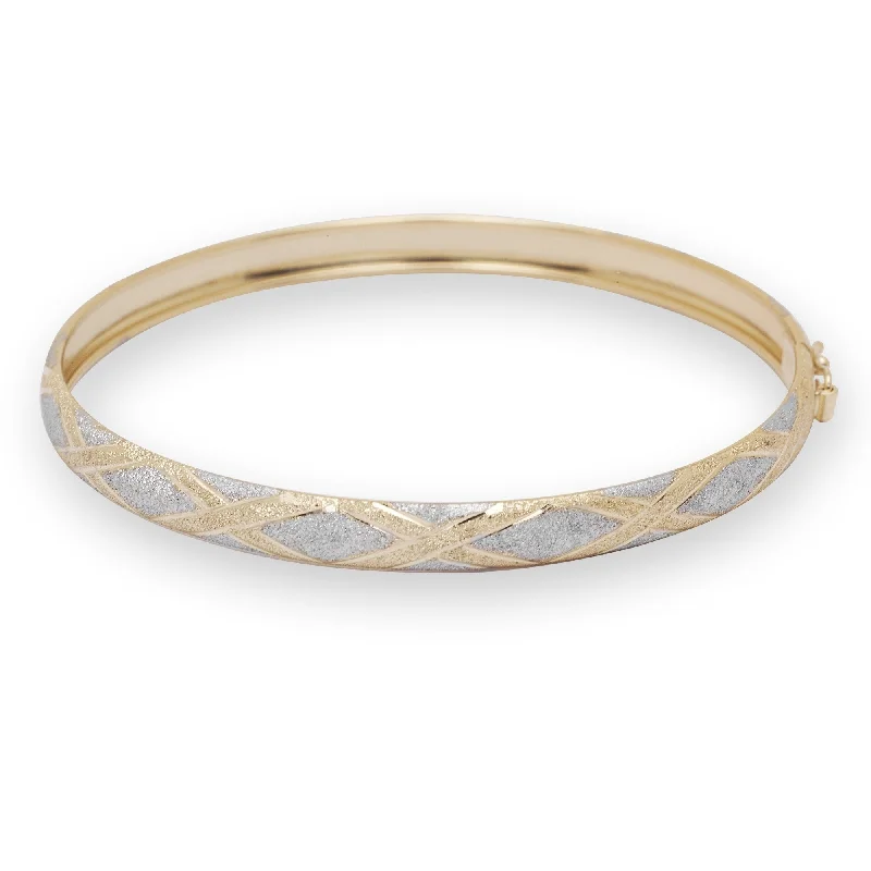 Flex thread bangles-Curata 10k Two-tone Gold 6mm X-design Bangle Bracelet