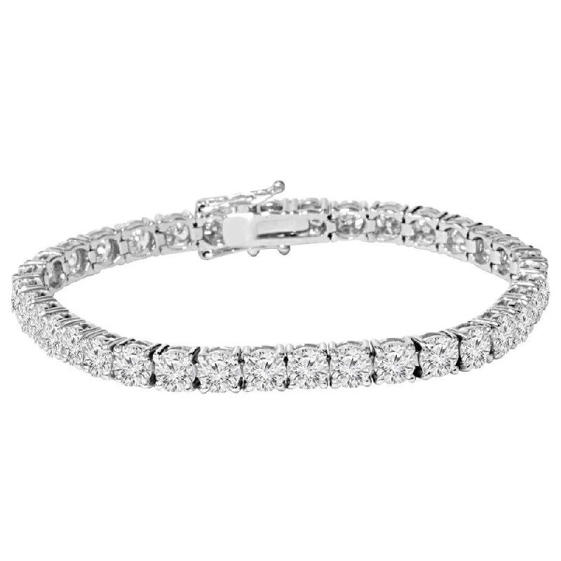 Tri-tone bangles-9 ct Round Lab-Created Diamond Tennis Bracelet White Gold 7"