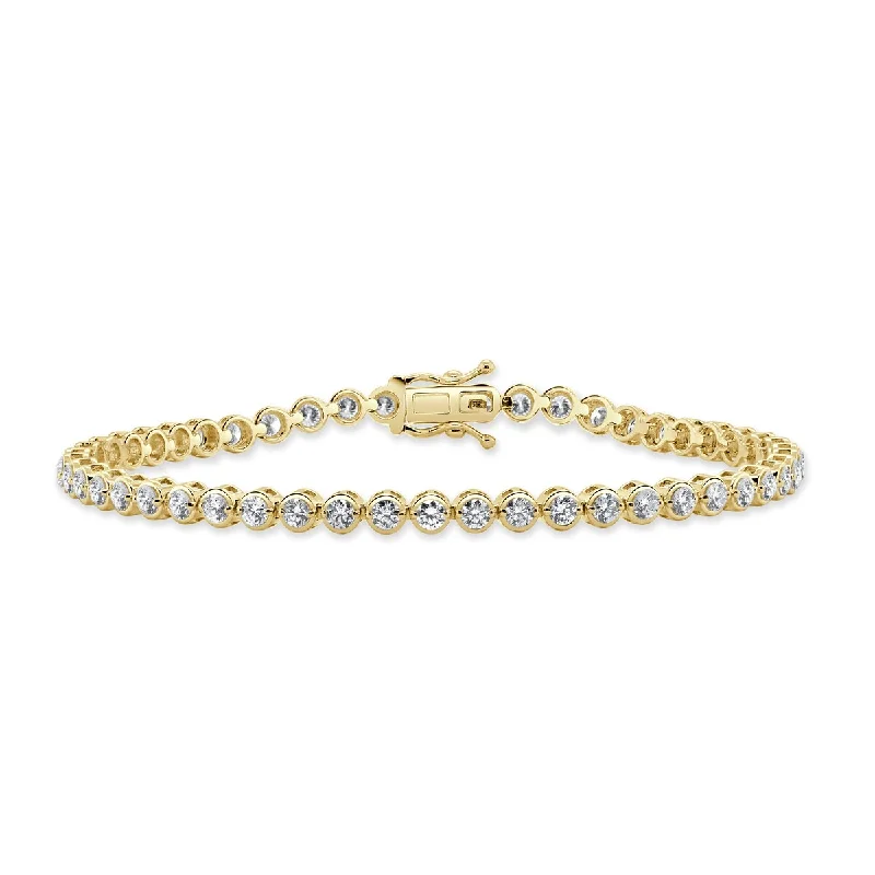 Radiant star bangles-Joelle Diamond Bezel Set Bracelet 3.00ct 14K Yellow Gold 7 inches - White