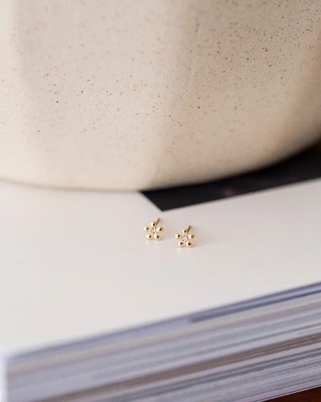 Tiered drop earrings-14k Gold Tiny Flower Studs