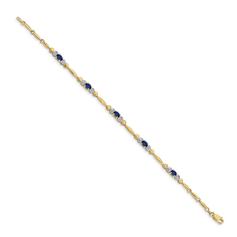 Tide pattern bangles-Curata 14k Diamond and Sapphire Bracelet