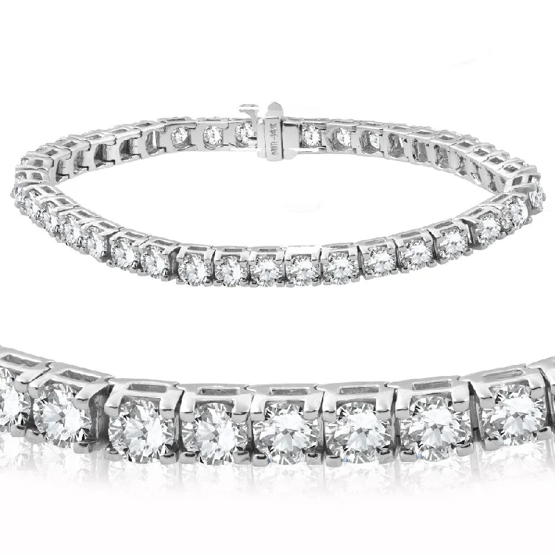 Light wood bangles-14K White Gold 12 ct TDW Diamond Tennis Bracelet 7"