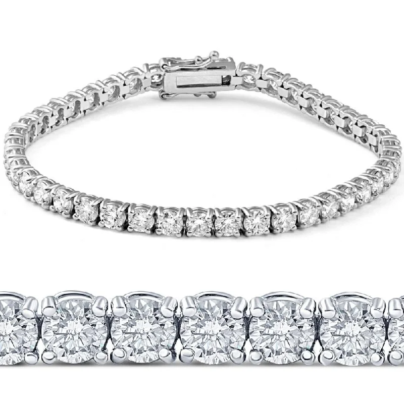 Retro deco bangles-11ct Lab-Created Diamond Tennis Bracelet White Gold 7"