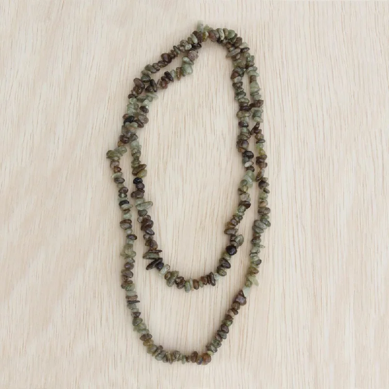 Leaf motif necklaces-Handmade Garnet 'Rainy Forest' Necklace (Brazil)