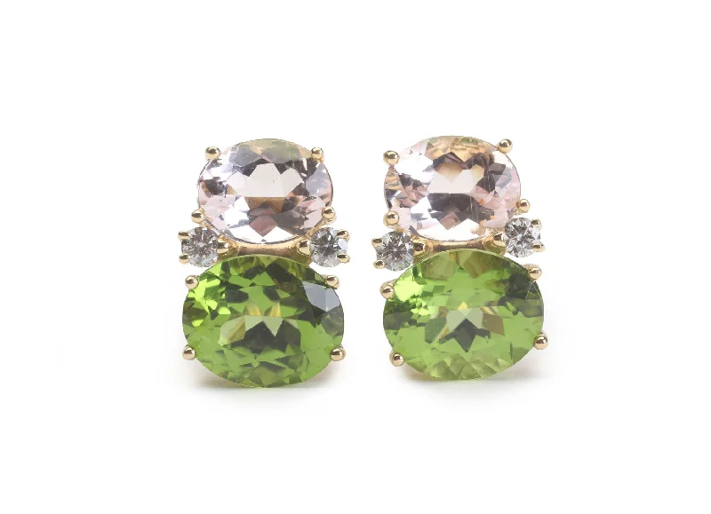 Tide drop earrings-Medium GUM DROP™ Earrings with Kunzite and Peridot and Diamonds