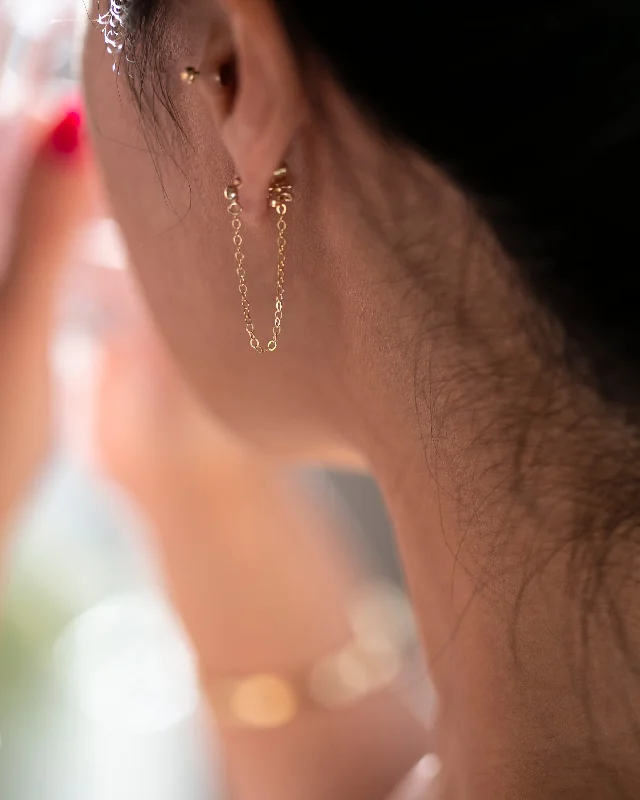 Large hoop earrings-Gold Chain Stud Earrings