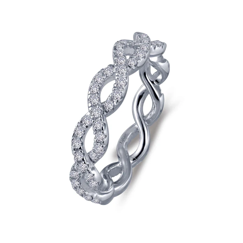 Woven cord engagement rings-Lafonn Simulated Diamond Crossover Weave Ring R0160CLP