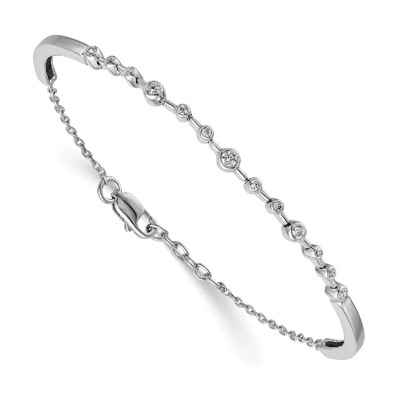 Beaded cluster bangles-Curata 3mm 14k White Gold Diamond Cuff Stackable Bangle Bracelet