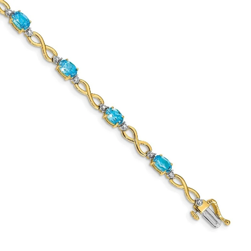 Open frame bangles-Curata 14k Blue Topaz and Diamond Bracelet