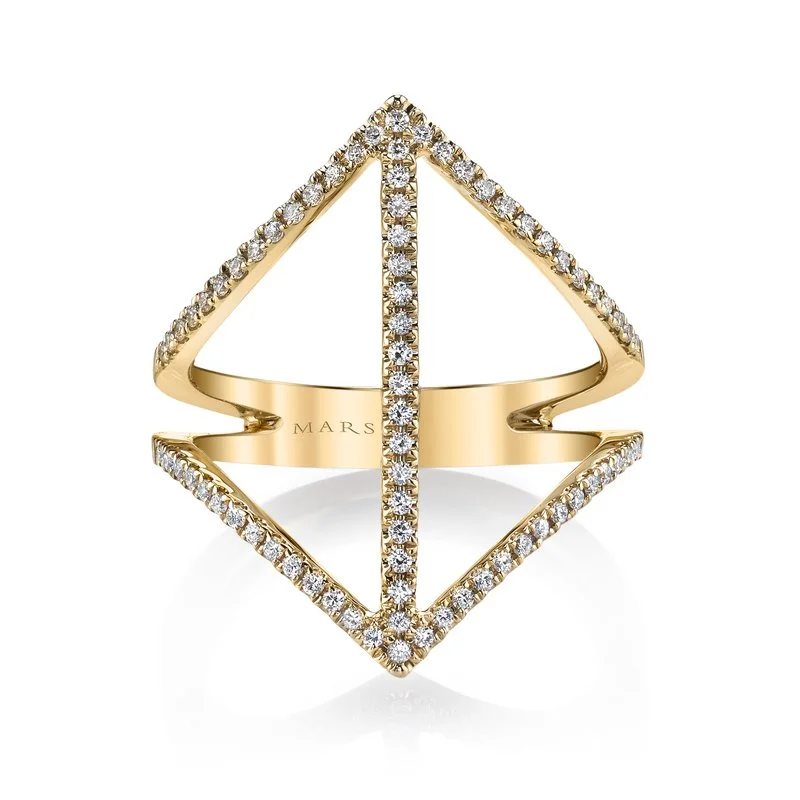 Tiny dot engagement rings-14K Yellow Gold 0.29ct. Diamond Geometric Openwork Detail Fashion Ring