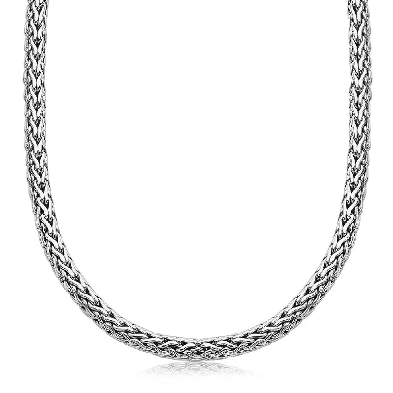 Regal diamond necklaces-Oxidized Sterling Silver Wheat Style Chain Men's Necklace