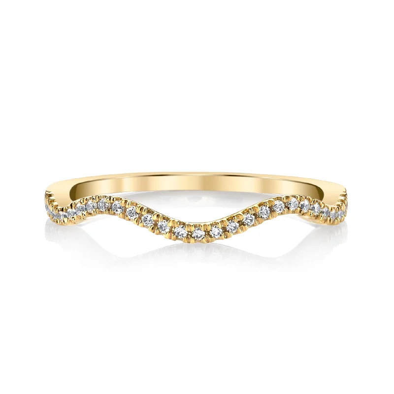 Wide halo engagement rings-14K Yellow Gold 0.11ct. Curving Diamond Fashion Ring