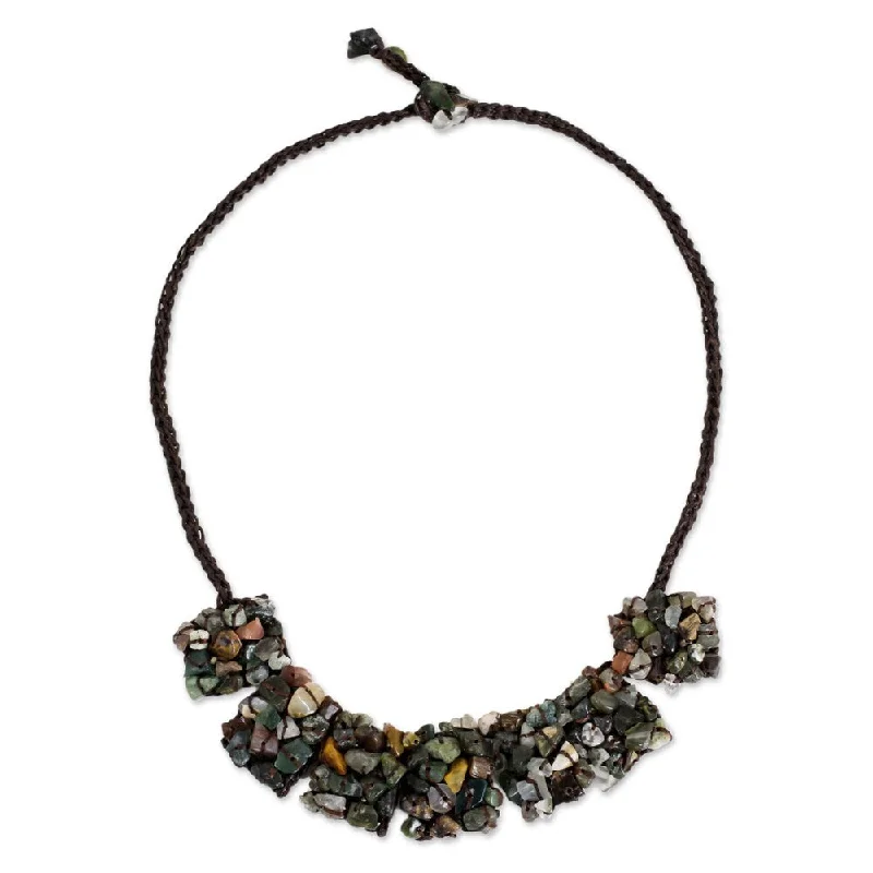 Silk fringe necklaces-Handmade Jasper 'A Sense of Nature' Necklace (Thailand)