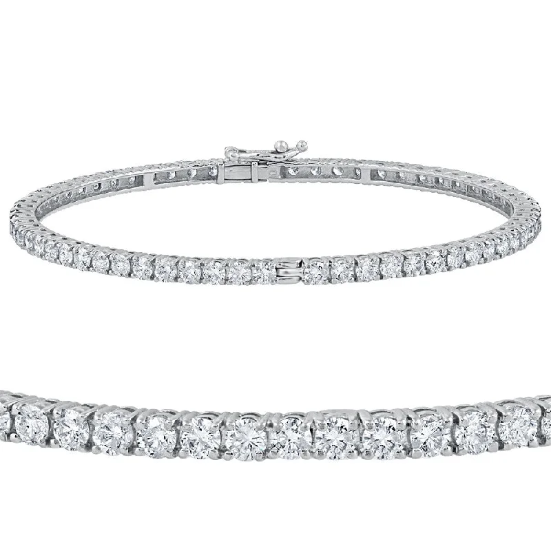 Dusk gothic bangles-14k White Gold 5 1/4 ct TDW Round Diamond Bangle Bracelet