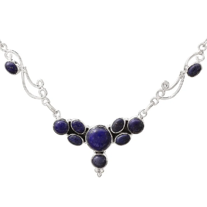 High bar necklaces-NOVICA Handmade Sterling Silver 'Blue Grove' Lapis Lazuli Necklace (India)