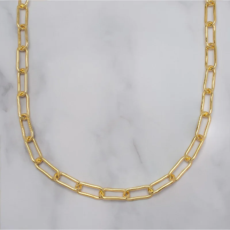 Vine braid necklaces-Victoria Townsend Gold Plated Paperclip Link Necklace