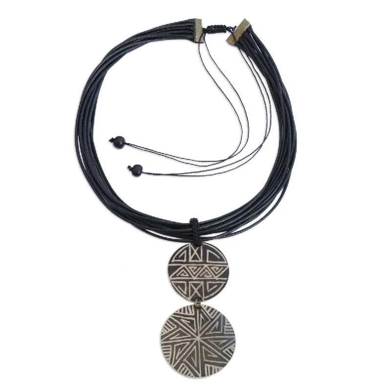 Vine braid necklaces-NOVICA Intricate Lines, Wood pendant necklace - 17.25" min L - x 30" max L - 17.25" min L - x 30" max L