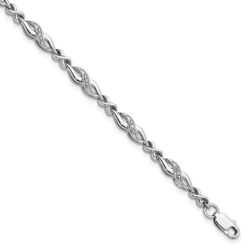 Tiny dot bangles-Curata 925 Sterling Silver Polished Lobster Claw Closure Diamond Bracelet