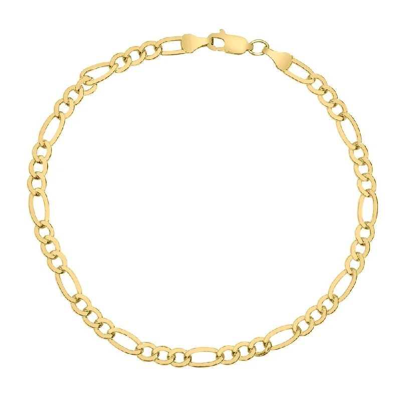 Light filigree bangles-14K Yellow Gold Filled 4.3MM Figaro Bracelet with Lobster Clasp