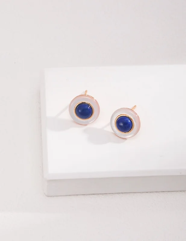 Morganite stud earrings-Blue and White Lapis Lazuli Earrings