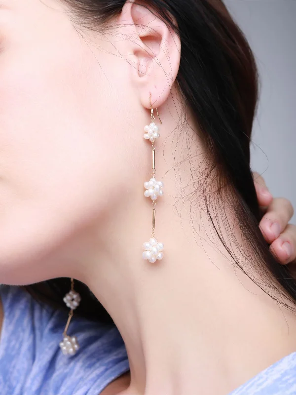 Thick hoop earrings-Starry Series Triple Cluster Floral Earrings