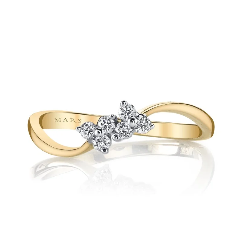 Flat knot engagement rings-14K Two-Tone Gold 0.15ct. Cluster Diamond Dainty Fashion Ring