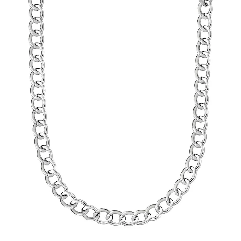 Faith charm necklaces-Polished Twisted Oval Link Necklace in Sterling Silver