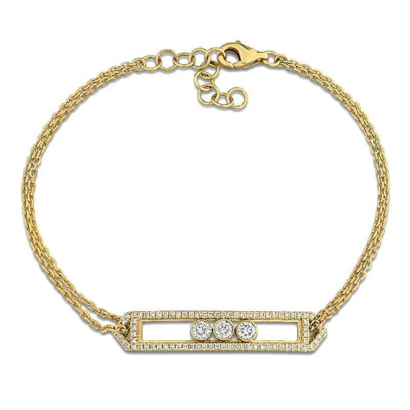 Spinel stone bangles-Miadora 3/8ct TW Diamond Bracelet with Bar Accent in 14k Yellow Gold - 7 in